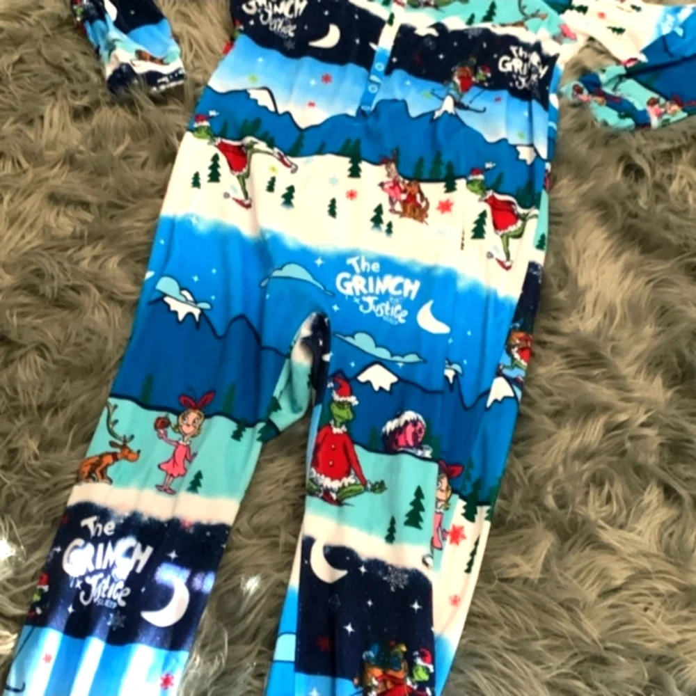 Justice, THE GRINCH, Sz 10/12 PJ Onsie Set. Super Soft & Comfy